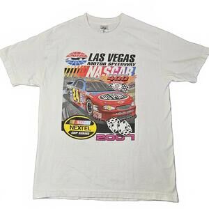 Vintage Y2K Las Vegas 2007 Nascar Motor Speedway 400 Tee T-Shirt Large Racing